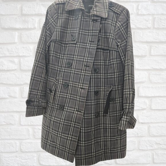 Jacob Women’s Double Breasted Coat – Grey & Black  Mid-Length Jacket (Medium) - Picture 3 of 6